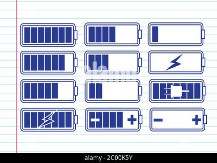Définir des indicateurs de niveau de charge de batterie Banque D'Images