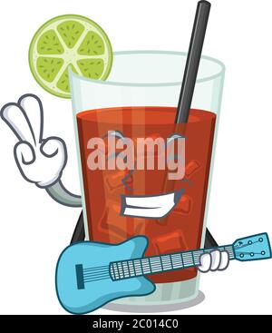 musicien brillant de cuba libre cocktail dessin animé jouant de la musique avec une guitare Illustration de Vecteur