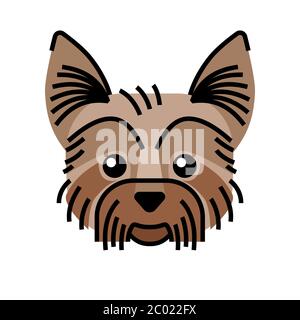 Le Yorkshire terrier est un symbole mignon. Illustration graphique en vecteur pour emblème de t-shirt, tatouage, logo. Illustration de Vecteur