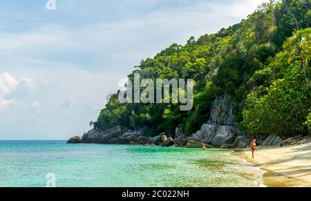 Bubble Beach, Besar, îles Perhentiennes, Malaisie; mai-2019; une belle plage Banque D'Images