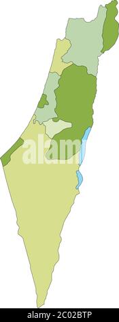 Carte politique modifiable très détaillée avec couches séparées. Israël. Illustration de Vecteur