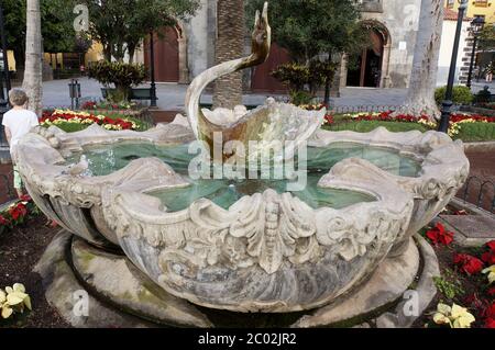 Fontaine de Swan en face de l'église Banque D'Images