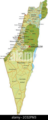 Carte politique modifiable très détaillée avec couches séparées. Israël. Illustration de Vecteur