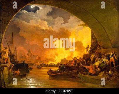 Le Grand incendie de Londres (1666), peinture de Philippe-Jacques de Loutherbourg vers 1797 Banque D'Images