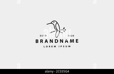 Logo Bird Colibri simple Line Vector Design Illustration de Vecteur