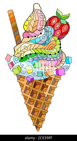 Illustration de la glace zentrangle colorée dessinée à la main Illustration de Vecteur