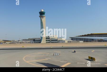 Contrôle de la tour aérienne à l'aéroport international de Hamad à Doha, au Qatar. Banque D'Images
