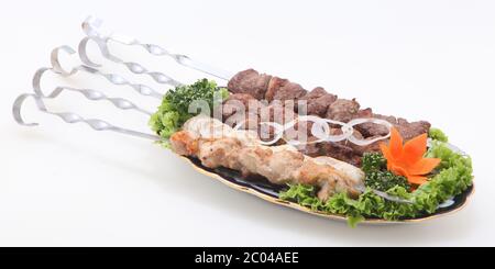 Shish kebab sur une brochette Banque D'Images