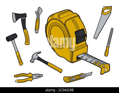 L'icône Outils de travail définit l'illustration vectorielle Illustration de Vecteur