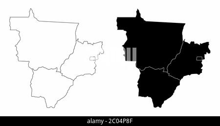 Cartes du centre-ouest du Brésil Illustration de Vecteur