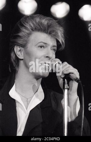 David Bowie au Player's Theatre, Londres, mars 1987 Banque D'Images