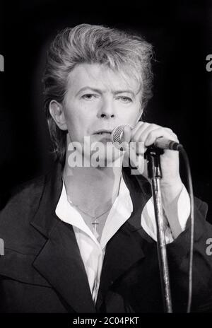 David Bowie au Player's Theatre, Londres, mars 1987 Banque D'Images