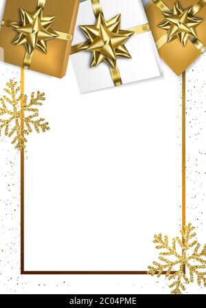 Cadre des fêtes avec noeuds et boîtes-cadeaux. Illustration vectorielle Illustration de Vecteur