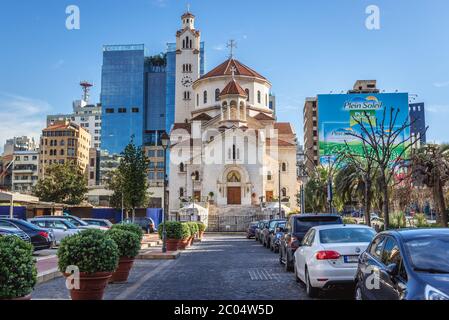 Cathédrale Saint-Elias et Saint-Grégoire l'illuminateur de l'église catholique arménienne située sur la place Debbas au centre-ville de Beyrouth, Liban Banque D'Images
