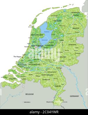 Carte physique pays-Bas très détaillée avec étiquetage. Illustration de Vecteur Carte physique pays-Bas très détaillée avec étiquetage. Illustration de Vecteur