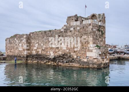 Ruines de l'ancien port de Byblos, la plus grande ville du gouvernorat du Mont-Liban Banque D'Images