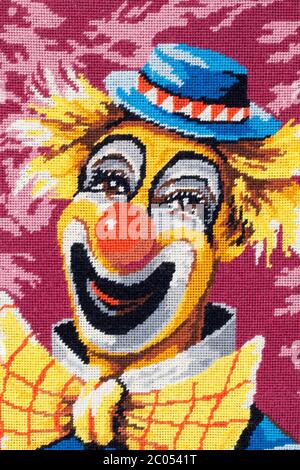 Image de visage clown brodée Banque D'Images