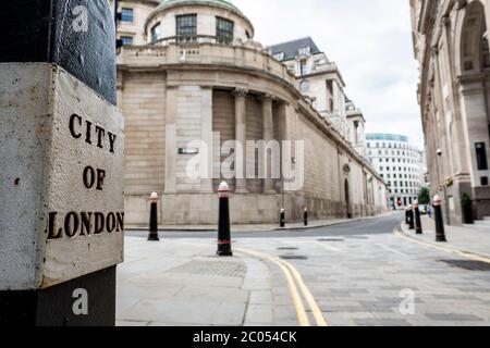 Royaume-Uni- Banque d'Angleterre dans la ville de Londres Banque D'Images