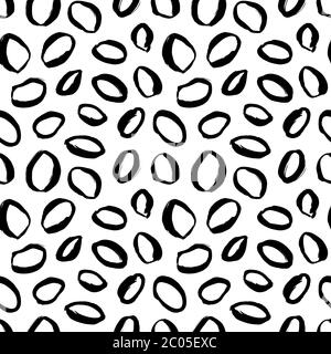 Motif vectoriel sans couture à pois grunge. Formes de contour cercles et formes de contour arrondies. Illustration de Vecteur