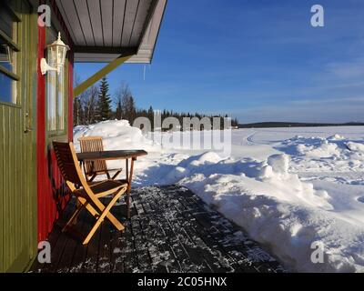 cottage en laponie Banque D'Images