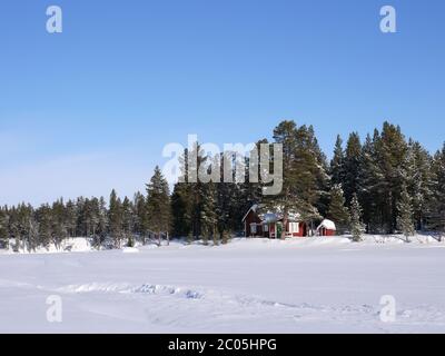 cottage en laponie Banque D'Images