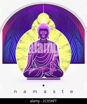 Bouddha dans l'illustration de méditation. Affiche de Bouddha Banque D'Images