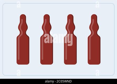 Ampoules en verre emballées, vecteur Icon isolé à plat Illustration de Vecteur