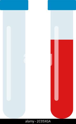 Tubes de laboratoire en verre ensemble vecteur icône isolé à plat Illustration de Vecteur