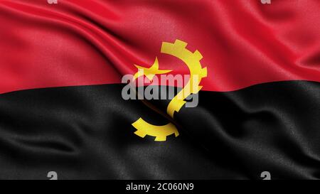 Représentation 3D, drapeau de l'Angola Banque D'Images