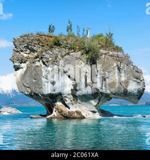 Sanctuaire des grottes de marbre, Cathédrale de marbre sur le lac General Carrera, Puerto Rio Tranquilo, région d'Aysen, Patagonie, Chili Banque D'Images