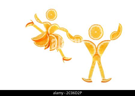 Une alimentation saine. Petite paire de tranches d'orange. Banque D'Images