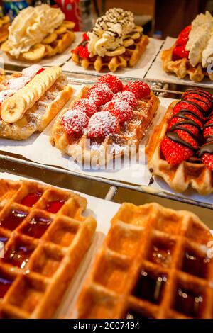 Waffle Shop, Bruxelles, Belgique, Europe Banque D'Images