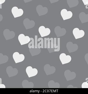 Mosaïque joli motif vectoriel avec coeurs blancs dessinés à la main sur fond gris Illustration de Vecteur