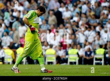 'Ligue panish'- match Real Madrid contre FC Barcelone- saison 2014-15 - Stade Santiago Bernabeu -Iker Casillas(Real Madrid) pendant le match de la Ligue espagnole contre le FC Barcelone(photo: Guillermo Martinez / Bohza Press / Alter photos) /nortephoto.com Banque D'Images