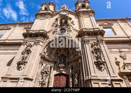 Façade de Basílica de Santa María del Coro, San Sebastian, Gipuzkoa, pays Basque, SPAI Banque D'Images