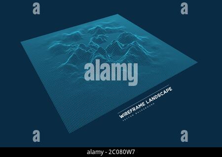Digital wareframe paysage arrière-plan. Illustration de Vecteur