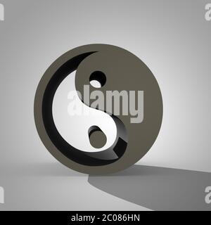 3d Yin et Yang signe, symbole chinois du taoïsme Banque D'Images