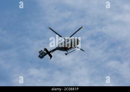 Wegen der Ausbreitung des Corona-virus hatte die Schweiz und Deutschland ihre Grenzen geschlossen. Grenzwachtkorps GWK beim Überwachungsflug. Konstanz Banque D'Images