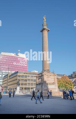 Sir Walter Scott Munument, George Square, Glasgow, Écosse Banque D'Images