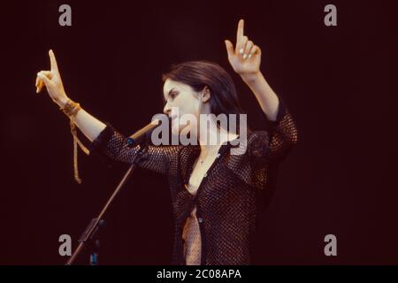 Les Corrs se sont produits au Glastonbury Festival 1999, digne Farm Somerset, Angleterre, Royaume-Uni. Banque D'Images