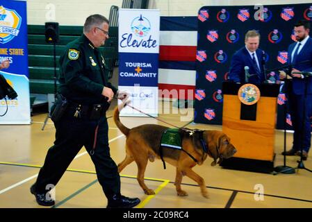 Viera. Floride. ÉTATS-UNIS. 11 juin 2020. Le gouverneur de Floride Ron DeSantis a annoncé que les 54ème Jeux Olympiques juniors de l'AUA se tiendront sur la côte spatiale de Floride. Initialement prévu dans l'État de Virginie, des responsables du comté de Brevard ont rapidement accueilli les Jeux après l'indisponibilité des installations sportives de Virginie. Crédit photo : Julian Leek/Alay Live News Banque D'Images