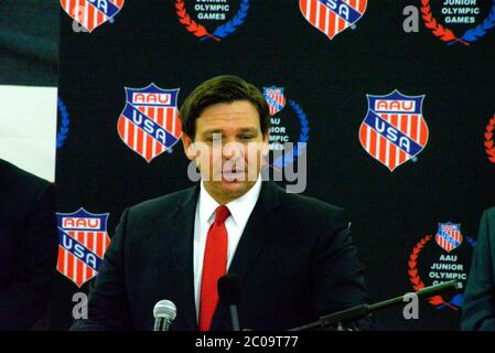 Viera. Floride. ÉTATS-UNIS. 11 juin 2020. Le gouverneur de Floride Ron DeSantis a annoncé que les 54ème Jeux Olympiques juniors de l'AUA se tiendront sur la côte spatiale de Floride. Initialement prévu dans l'État de Virginie, des responsables du comté de Brevard ont rapidement accueilli les Jeux après l'indisponibilité des installations sportives de Virginie. Crédit photo : Julian Leek/Alay Live News Banque D'Images