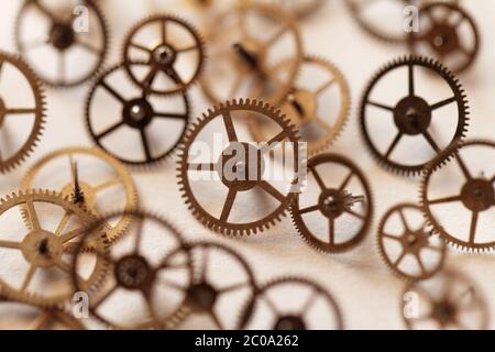 Detail of clock parts for restoration Banque D'Images