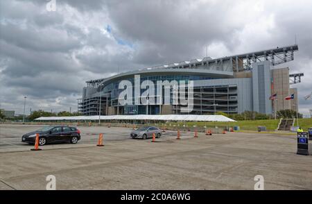 NRG Stadium, stade des Texans et hôte du Houston Livestock Show and Rodeo, lors d'une journée nuageux en mars. Banque D'Images