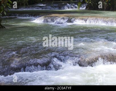 La Jamaïque. Dunn's River cascades Banque D'Images