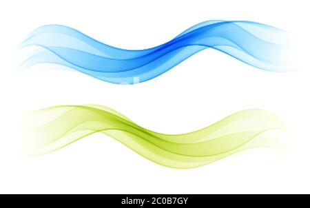 Ensemble de mélange vague abstraite onde verte onde bleue Illustration de Vecteur