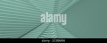 Illustration 3D ultra-large d'une forme géométrique de couleur marine aqua sur un fond blanc abstrait comme une surface incurvée et brillante avec un reflet direct de la lumière Banque D'Images