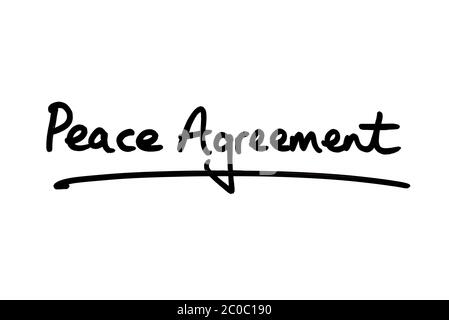 Accord de paix manuscrit sur fond blanc. Banque D'Images