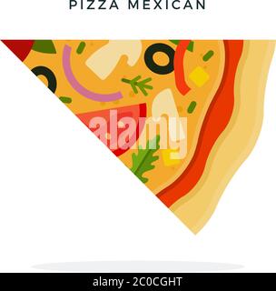 Pièce de pizza mexicaine vecteur plat isolé Illustration de Vecteur