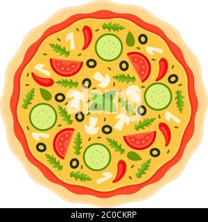 Rond classique pizza vecteur plat isolé Illustration de Vecteur